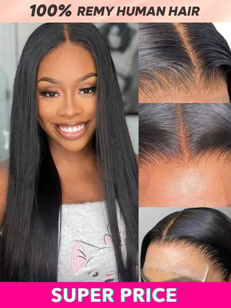 13x4 Silky Straight Lace Front Wig Human Hair 20 Inch Transparent Frontal For Women Natural Black... | SHEIN