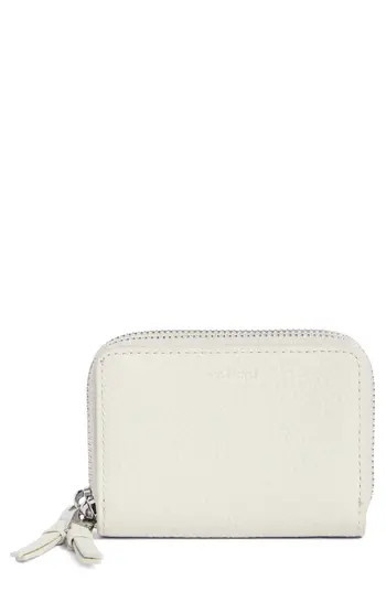 AllSaints Fetch Leather Card Wallet in Pampas White at Nordstrom Rack | Nordstrom Rack