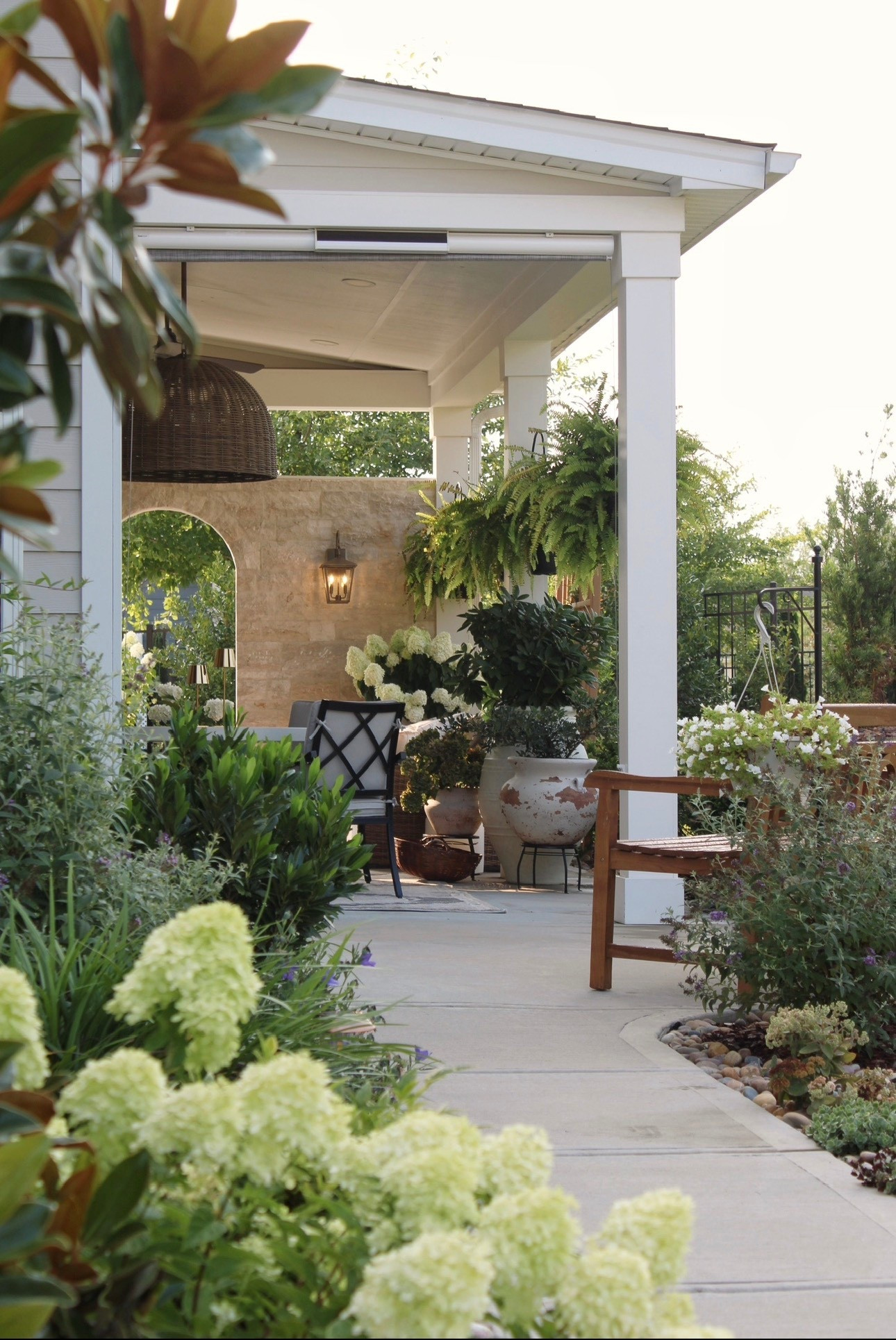 Backyard, patio, covered porch, diy landscaping 
Stone is a limestone veneer from a local shop

#LTKHome
