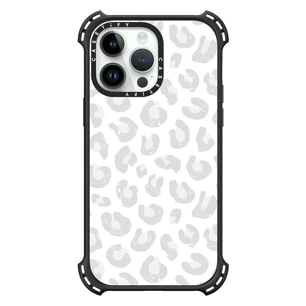 SILVER GRAY LEOPARD PRINT ON WHITE ELEGANT DAISY BEATRICE | Casetify