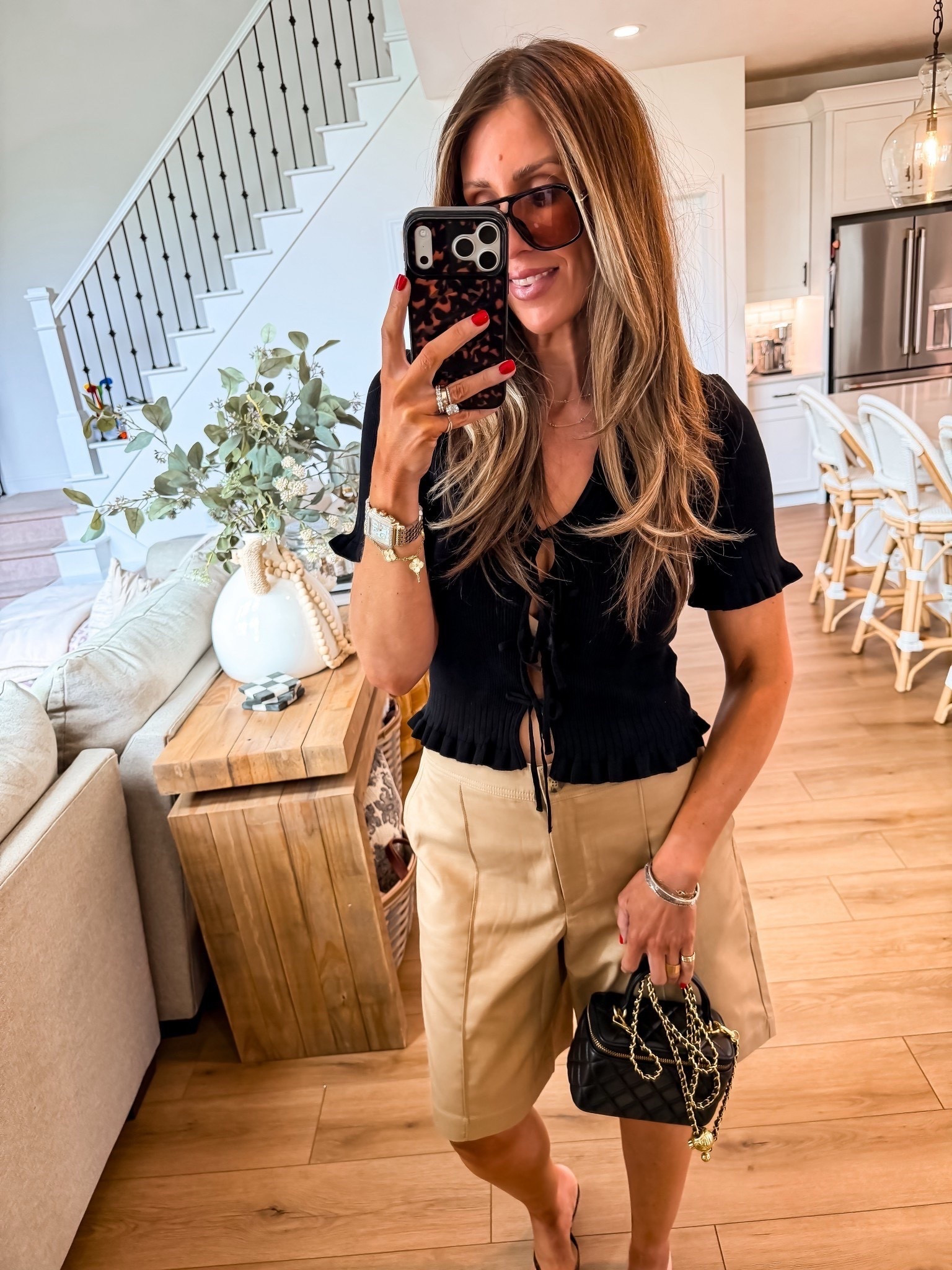 Such a good little neutral outfit 🤍 this top is so flattering and I love it paired with these longer shorts for an easy, put together look

Size small in the top
Wearing an 8 in the shorts, they run a little big

neutral outfit, casual chic style, summer outfit ideas, longer shorts outfit, everyday outfit inspo, effortless style, closet staples, easy outfit formula, themominstyle

#LTKSeasonal #LTKOver40 #LTKootd