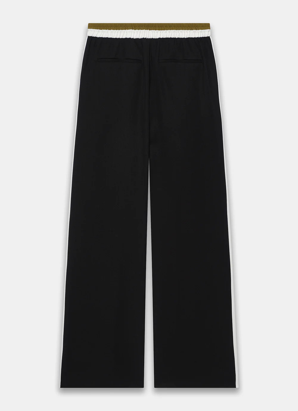 Black Side Stripe Tie Waist Wide Trousers | Mint Velvet