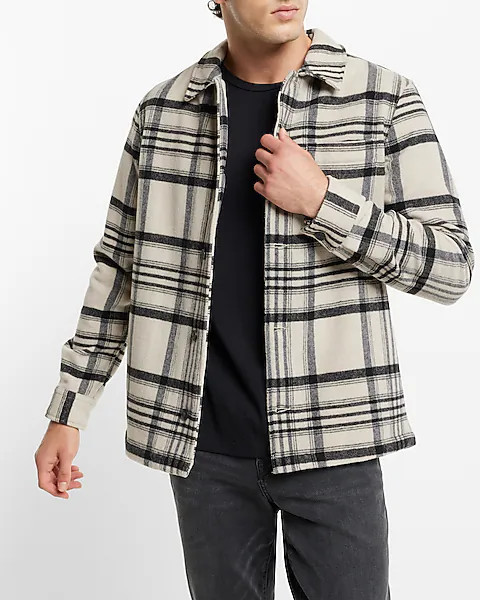 Plaid Wool-blend Shirt Jacket | Express