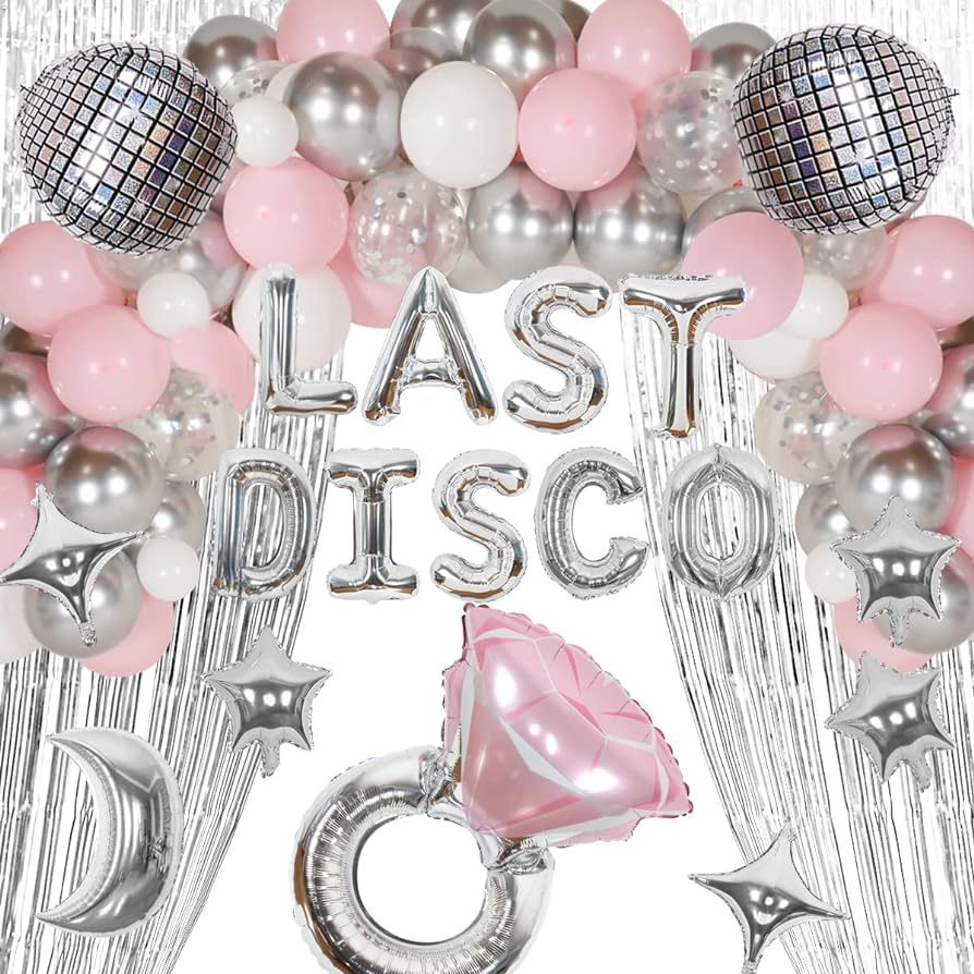 Last Disco Bachelorette Party Balloon Kit Sliver Pink Disco Bachelorette Party Supplies Western C... | Amazon (US)