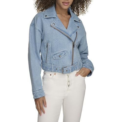 Levi's Women's Cropped Denim Moto, Light Wash Denim, X-Large | Amazon (US)