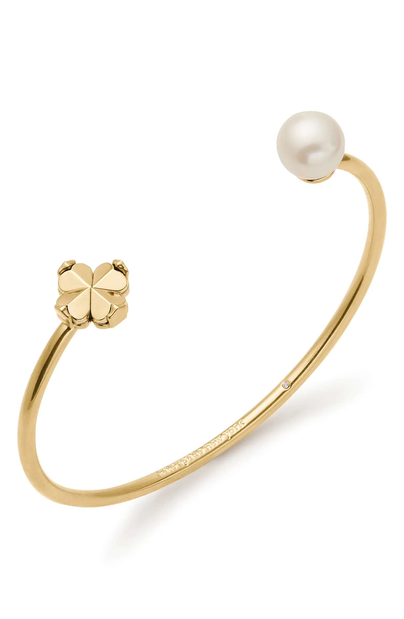 Kate Spade New York spade flower faux pearl cuff bracelet | Nordstrom | Nordstrom