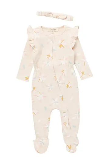 Wheat Printed Footie & Bow Set | Nordstrom Rack