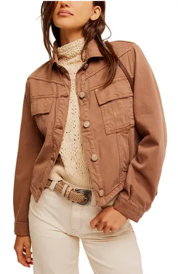 Free People Jade Denim Jacket in Chocolate Mousse at Nordstrom Rack, Size X-Large | Nordstrom Rack