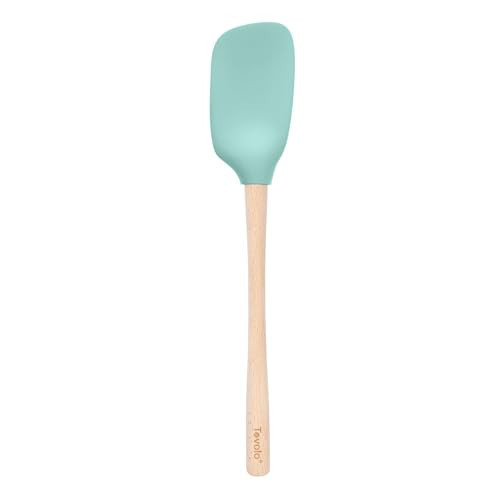 Tovolo Silicone Spoonula Silicone Spoon Spatula With Wooden Handle for Cooking Mixing Baking, Large Heat Resistant Multifunction Spatula Cooking Spoon Wood Handle Kitchen Utensil Aqua Seafoam Green | Amazon (US)