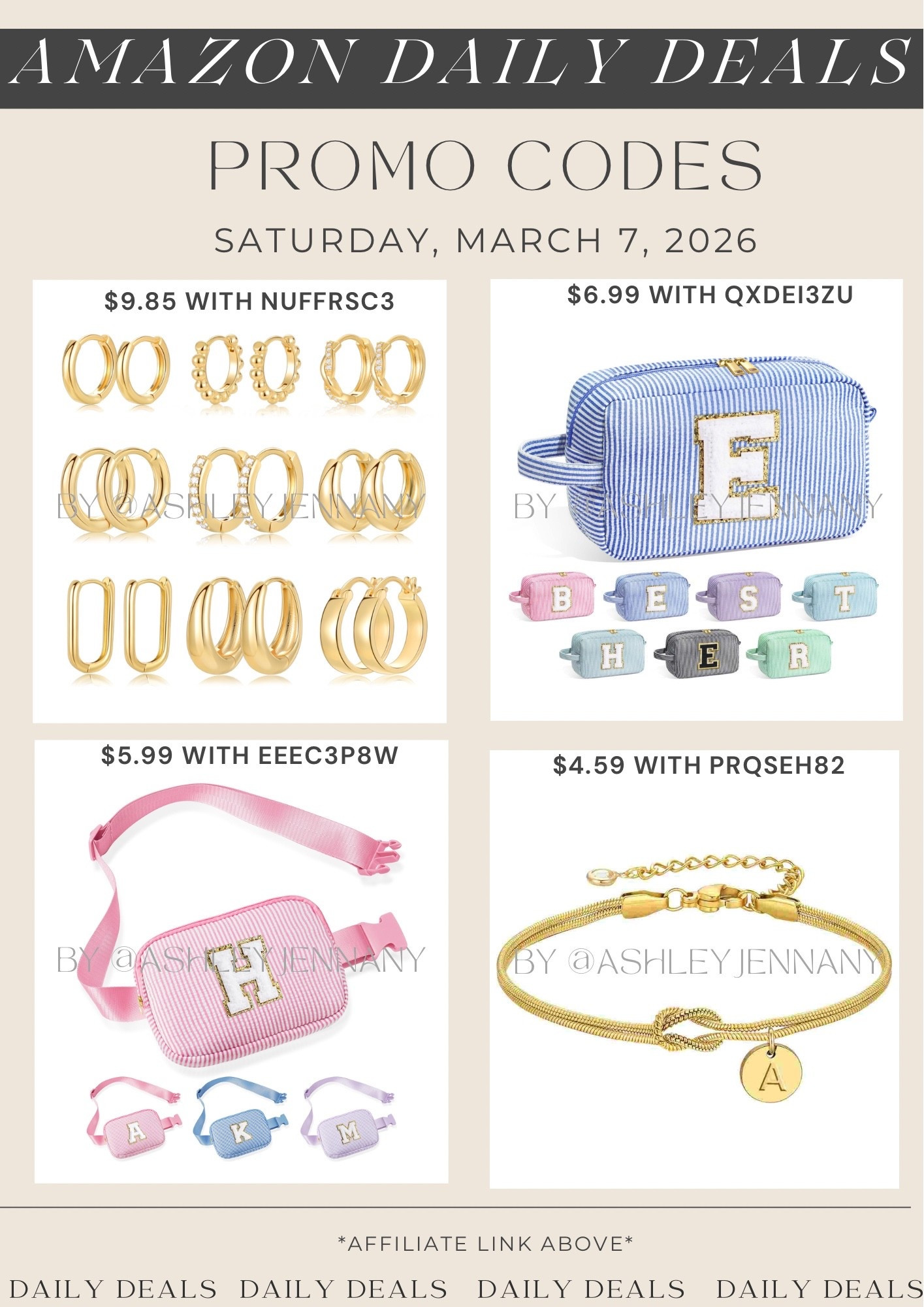 Amazon fashion deals on hoop earrings, makeup bag, Crossbody bag, and initial bracelet

#LTKTravel #LTKSaleAlert #LTKBeauty