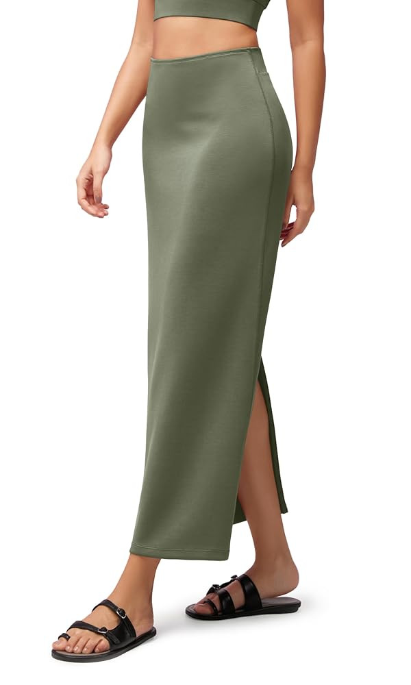 ODODOS Modal Soft Maxi Skirt for Women, Back Slit High Waist Casual Long Pencil Skirts | Amazon (US)