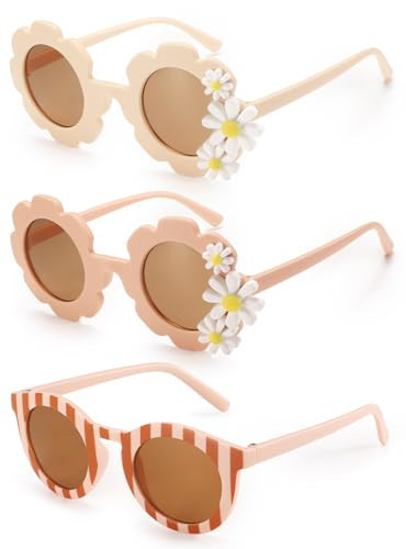 Kids Flower Sunglasses for Girls daisy Round Flower Glasses for Toddler Baby Age 2-4 Little Girls Age 10-12 Small Gift BULK 3PACK | Amazon (US)