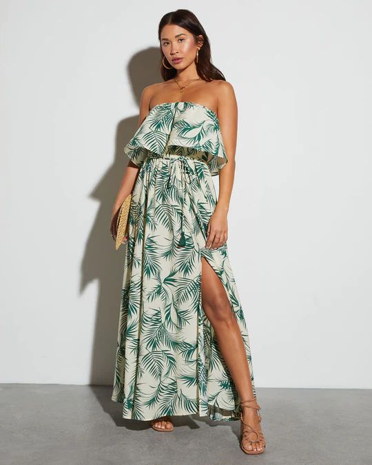 Swaying Palms Strapless Empire Maxi Dress | VICI Collection
