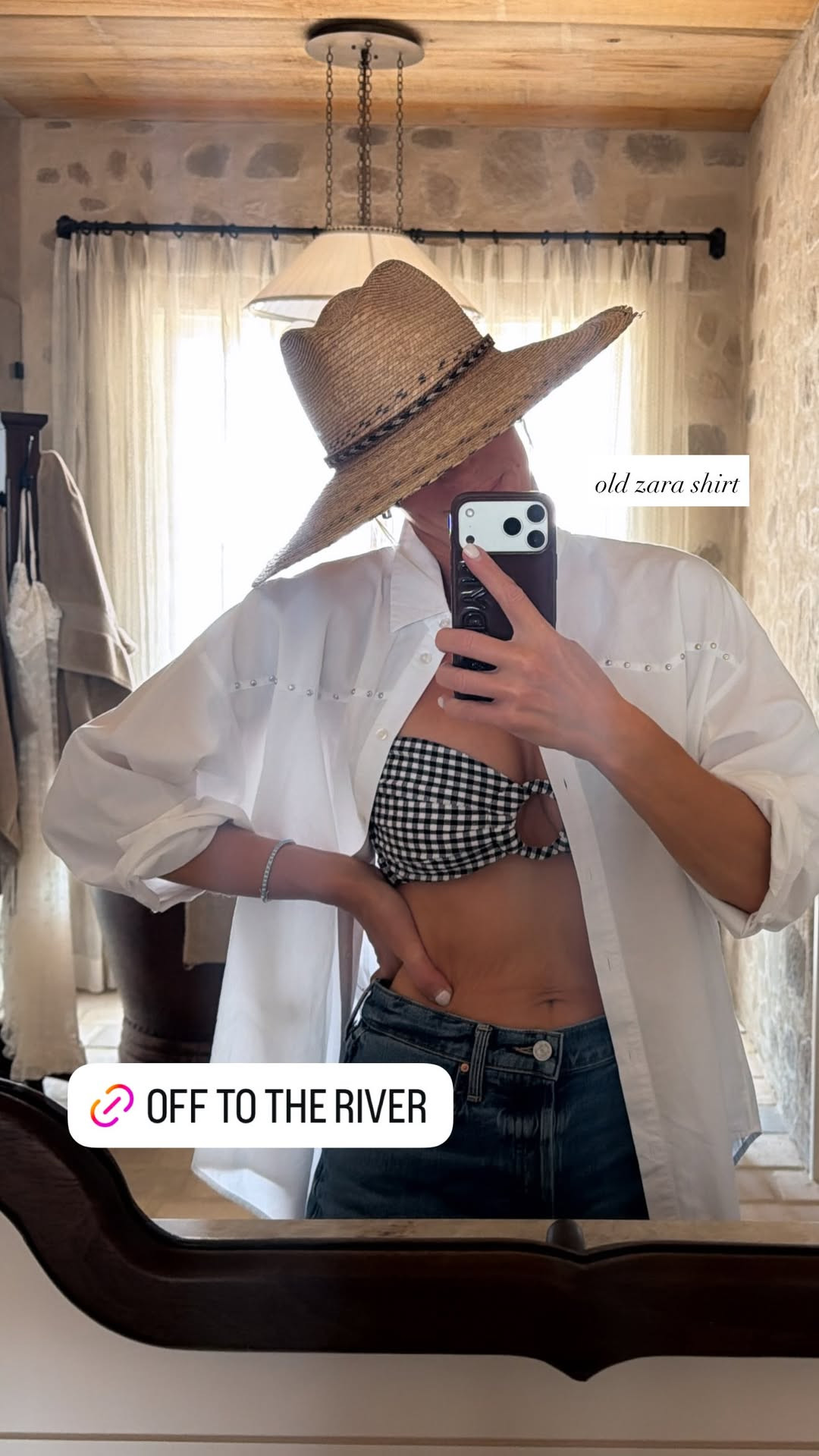 Gingham suit from Montce Swim + my favorite AGOLDE shorts = my ideal river-day uniform. 🤍✨ Added an oversized button-down and straw hat for an easy, elevated summer look.

Gingham swimsuit
Montce Swim
AGOLDE shorts
summer outfit
river day outfit
vacation style
elevated casual 

 #LTKootd #LTKSeasonal #LTKSwim