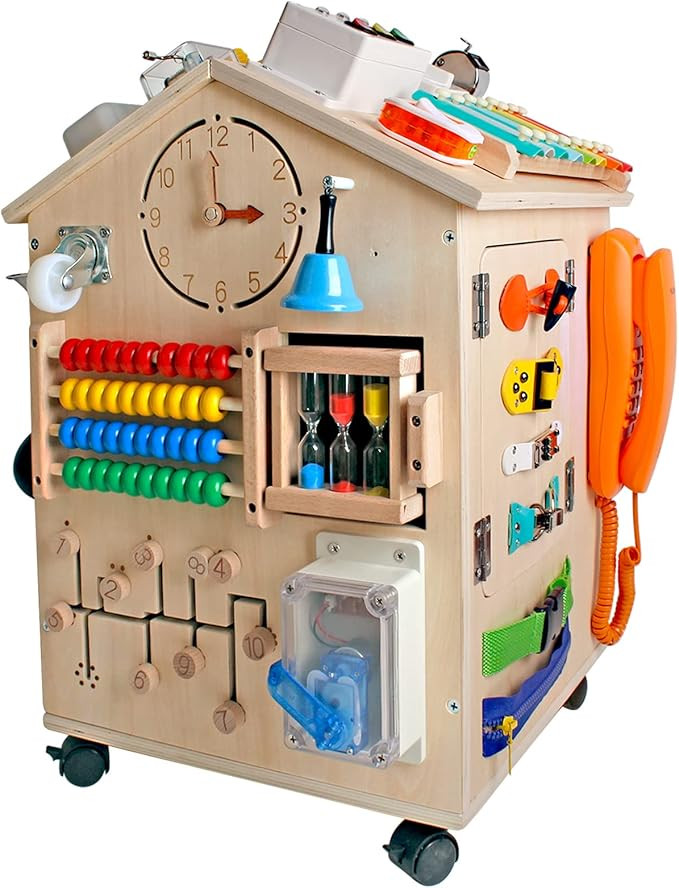 SHIERDU Montessori Wooden Busy House Basic Life Skills and fine Motor Training for Children, pre-... | Amazon (US)