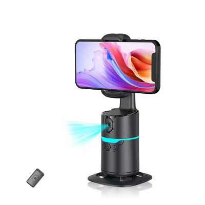 AI Face/Body Tracking Phone Holder – 360° Rotation, Remote + Gesture Control, No App Required, 1/4" Tripod Interface for Vlog/TikTok/Live/YouTube | Target