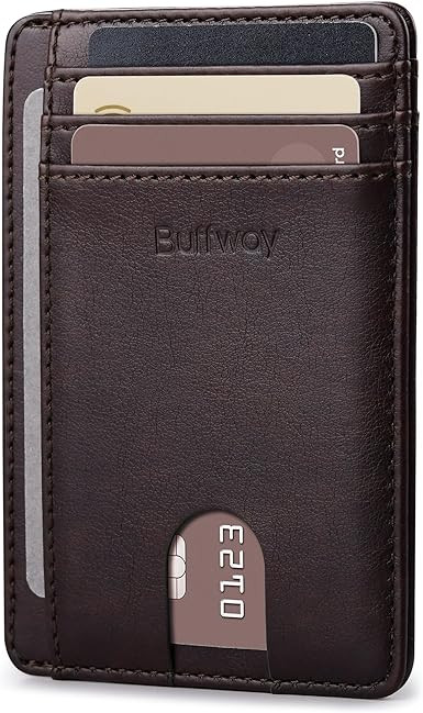Buffway Slim Minimalist Front Pocket RFID Blocking Leather Wallets for Men and Women | Amazon (US)