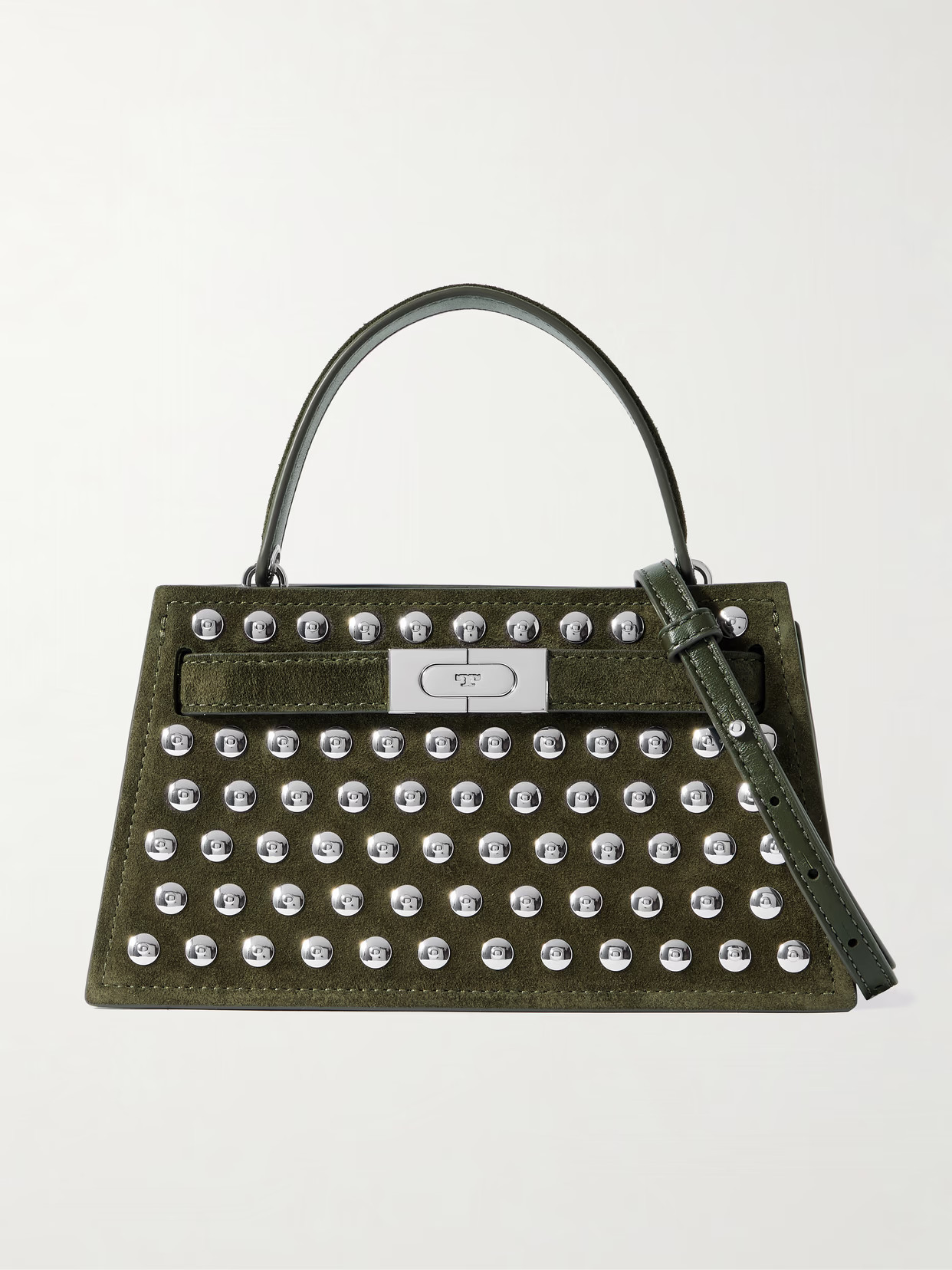 Tory Burch - Lee Radziwill Mini Studded Suede Shoulder Bag - Green | NET-A-PORTER (US)