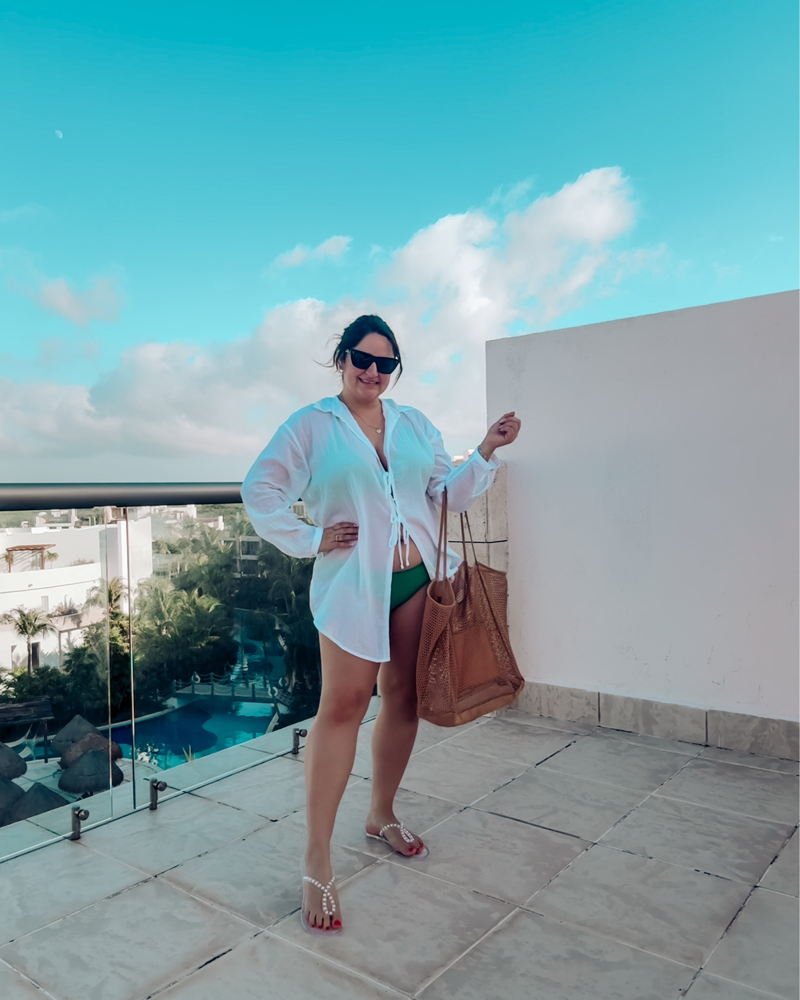 Beach ready! ☀️🌊👙⛱️🏝️

Wearing an xl in this gorgeous green bikini from Cupshe and an xl in this tie front white coverup! The jelly sandals are perfect for the beach! 

Plus size, midsize, green bikini, Cupshe bikini, white coverup, pool outfit, beach outfit, plus size swimwear, midsize swimwear, beach accessories 

#LTKSwim #LTKMidsize #LTKPlusSize