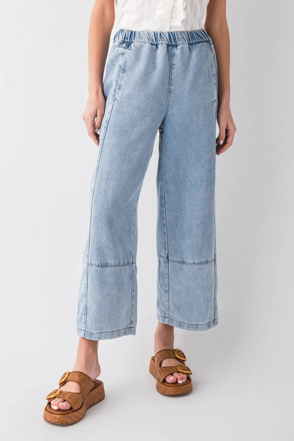 Miss Love Super Soft Tencel Barrel Denim Look Pants | Social Threads