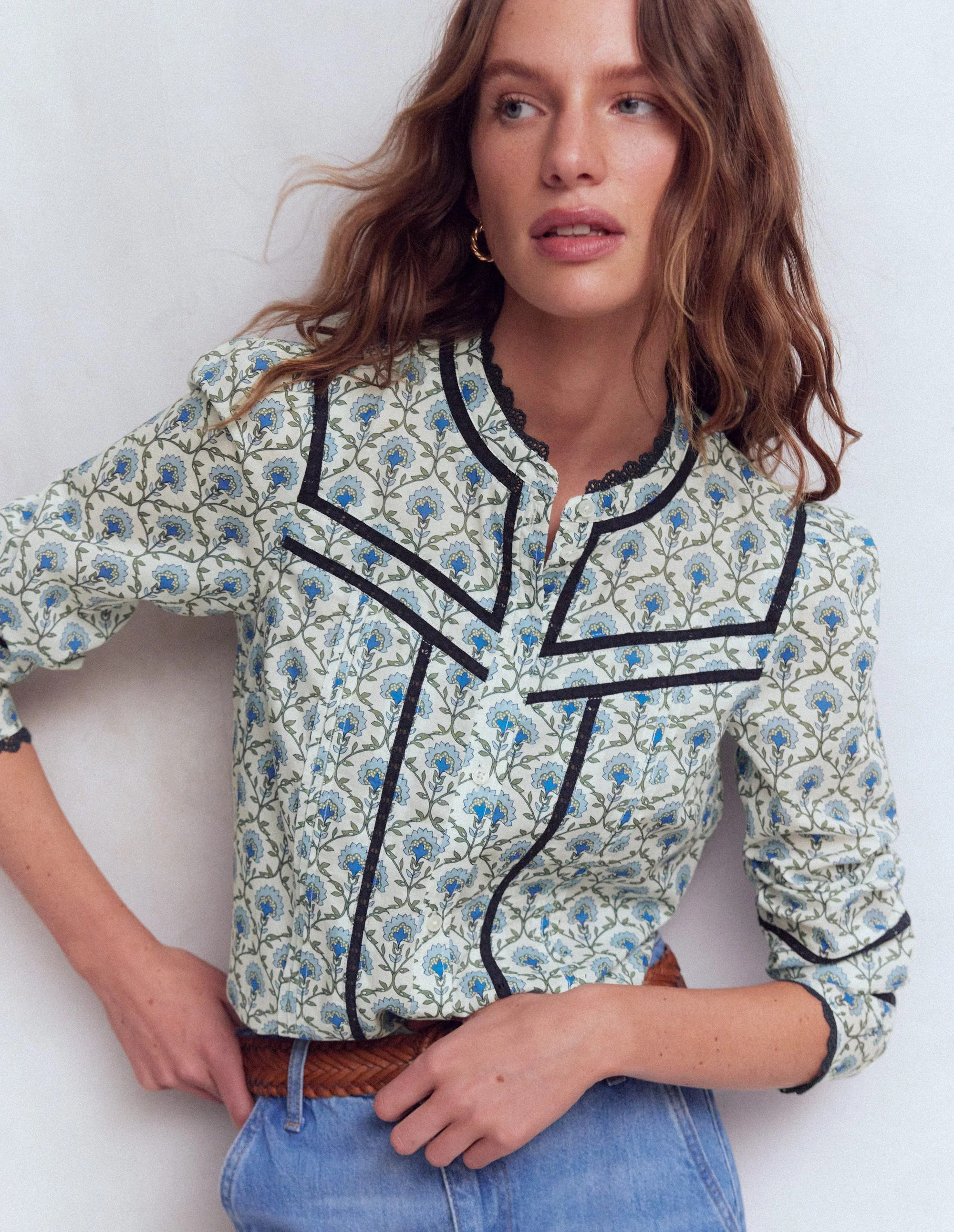 Carmen Trim Insert Top-Ivory, Flower Lattice | Boden (US)