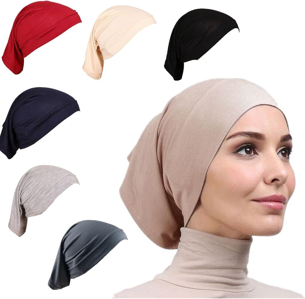 TanQiang 6 Pcs Women Under Scarf Hat Cap Bone Bonnet Hijab Islamic Neck Cover Muslim Under Scarf ... | Amazon (US)
