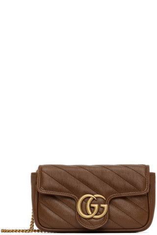 Gucci - Brown GG Marmont Matelassé Leather Bag | SSENSE