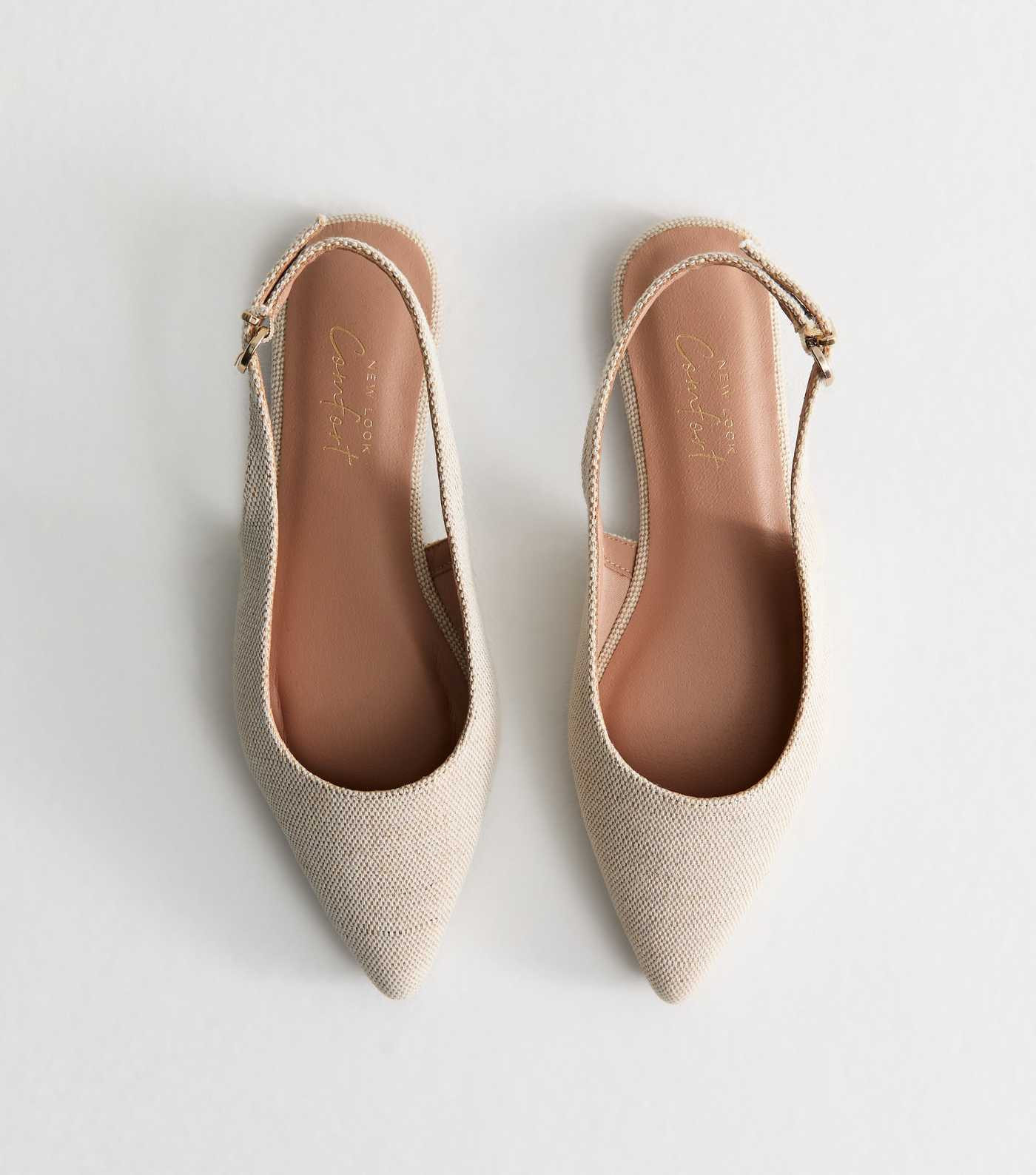 Cream Linen Look Slingback Flats | New Look | New Look (UK)