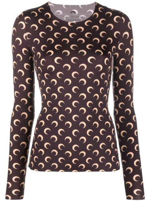 Marine Serre Crescent moon-print T-shirt - Farfetch | Farfetch Global