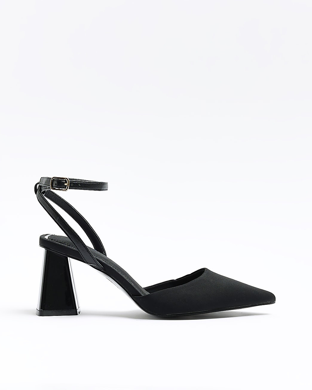 Black sling back block heel court shoes | River Island (UK & IE)
