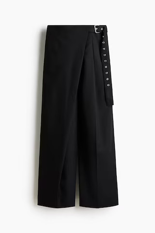 H & M - Hose aus Wollmix mit Wickeldetail - Schwarz - Damen | H&M (DE, AT, CH, NL, FI)