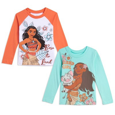 Disney Moana Girls Long Sleeve 2 Pack T-Shirts (Baby, Toddler & Little Girl Sizes) | Target