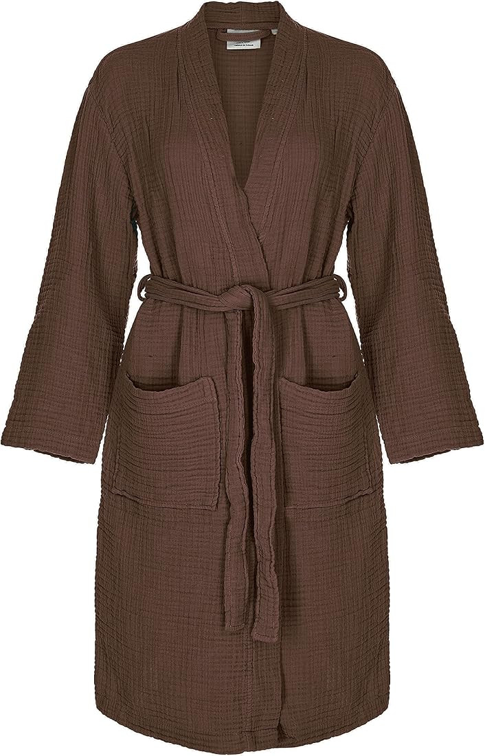 Muslin Unisex Bathrobe Women & Men, Turkish 100% Cotton Kimono Lightweight Robe | Long Robes Soft... | Amazon (US)