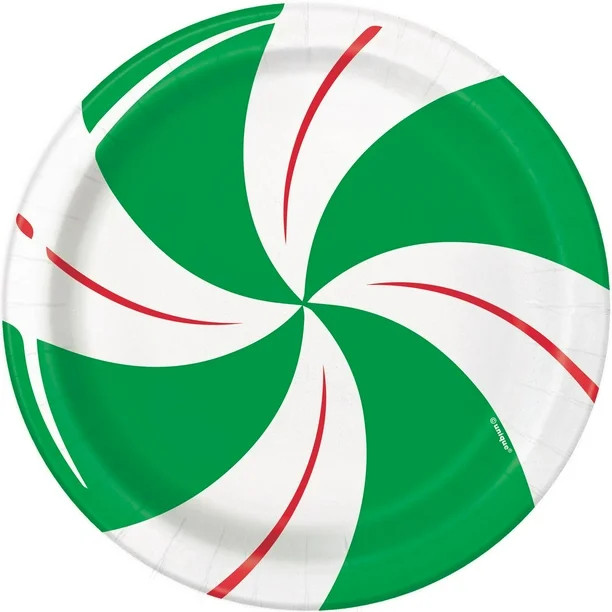 Peppermint Christmas Paper Dessert Plates, 7 in, 8 Count - Walmart.com | Walmart (US)