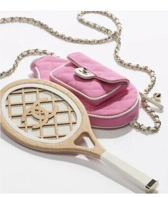 New 23c Chanel Runway Barbie Pink & White Tennis Racket Mirror Handbag Bag 💝slg  | eBay | eBay US