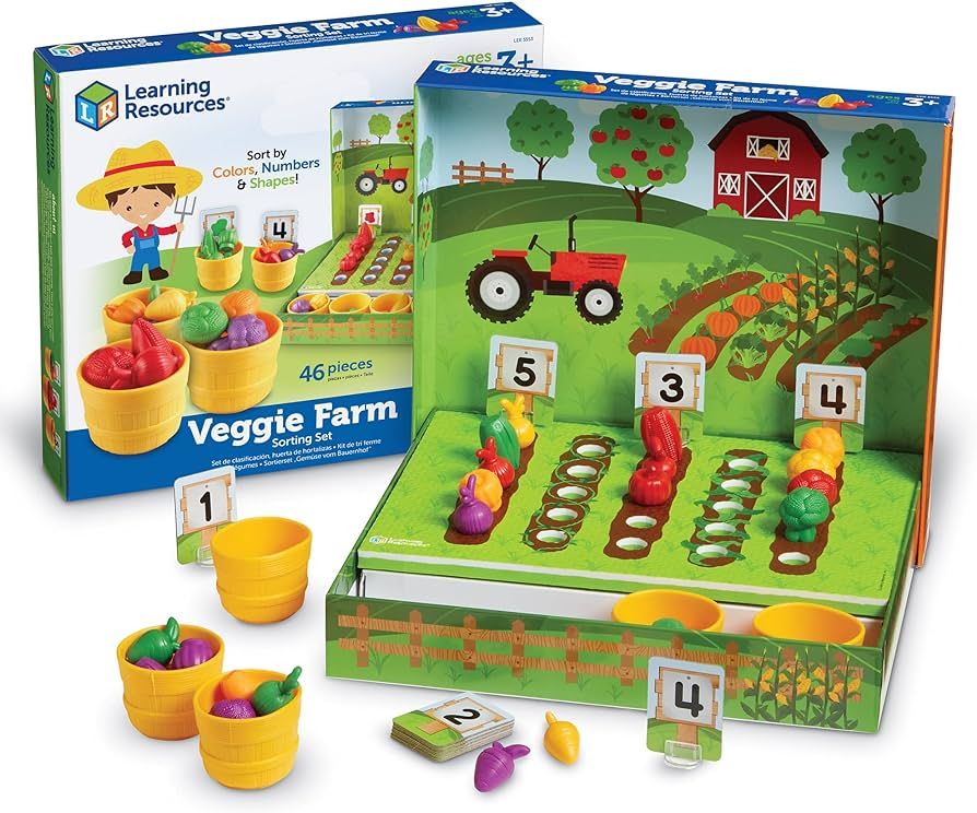 Learning Resources Veggie Farm Sorting Set - 46 Pieces, Ages 3+ Toddler Learning Toys, Preschool ... | Amazon (US)