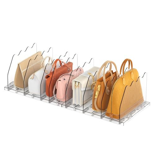 Ronlap Purse Storage Organizer for Closet, Clear Closet Bag Storage Dividers Rack Shelf Purse Dividers for Closet Organization Handbag Separators Closet Purse Organizers and Storage, 2 Pack, Clear | Amazon (US)