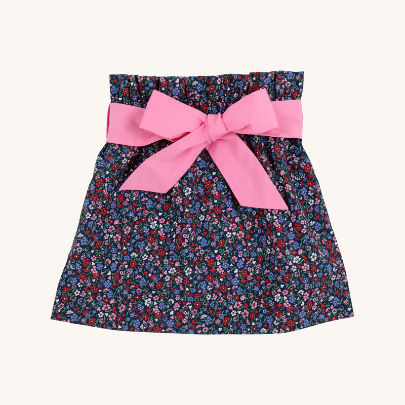 Beasley Bow Skirt - Fairfax Farm Floral with Hamptons Hot Pink | The Beaufort Bonnet Company
