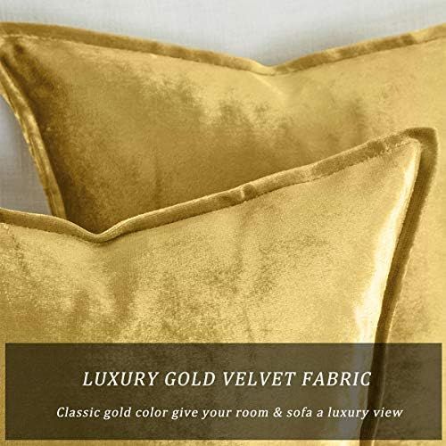 GIGIZAZA Gold Velvet Decorative Throw Pillow Covers, 20x20 Square Couch Sofa Pillow Covers,Set of 2  | Amazon (US)