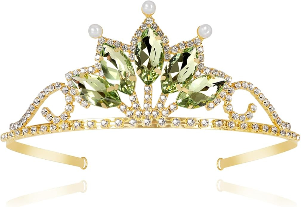 Green Princess Tiana Crown Birthday Halloween Party Princess Tiana Accessories for Women | Amazon (US)