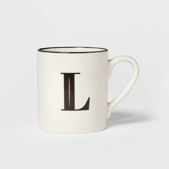 16oz Stoneware Monogram L Mug White - Threshold™ | Target