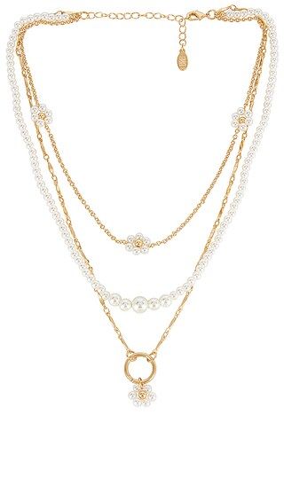 Flower Pearl Layered Necklace in Gold | Revolve Clothing (Global)