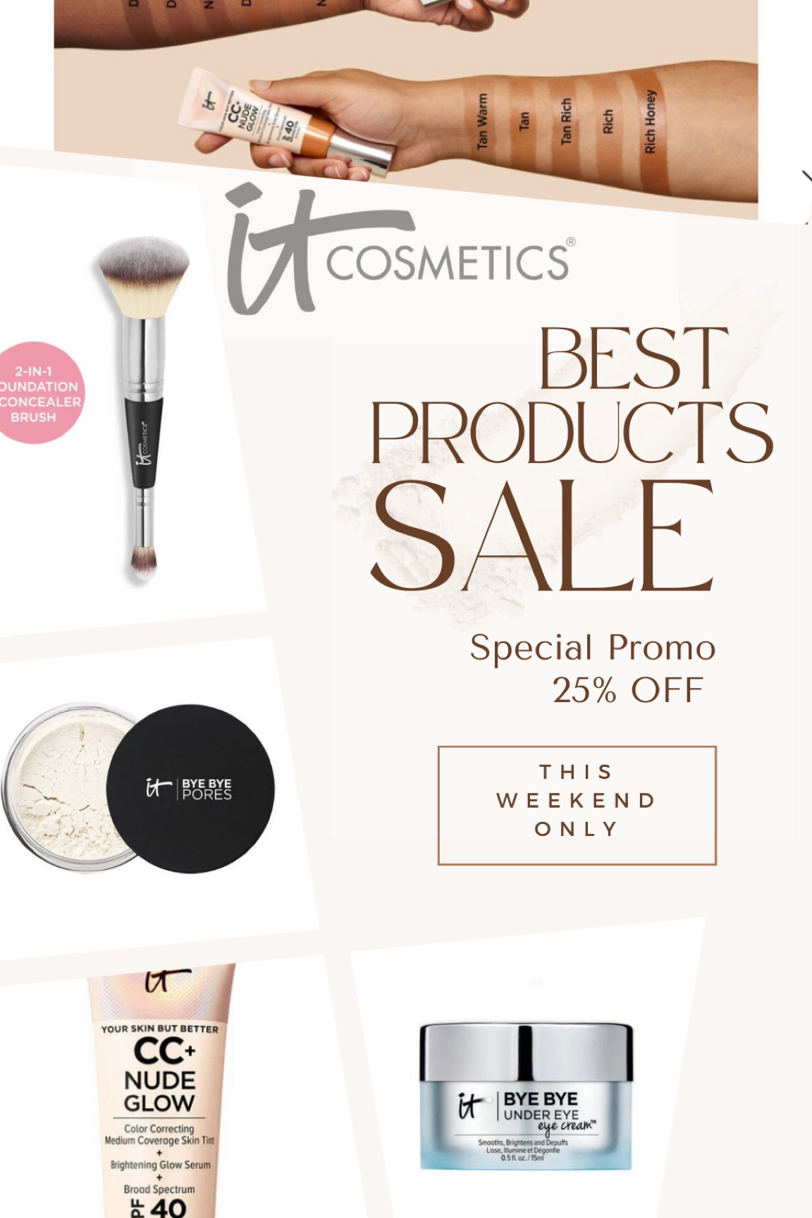 IT Cosmetics SALE - this weekend only 💋💄


#crueltyfree #MakeUp #LTKmakeup #LTKsale  

#LTKSale #LTKU #LTKSale #LTKbeauty