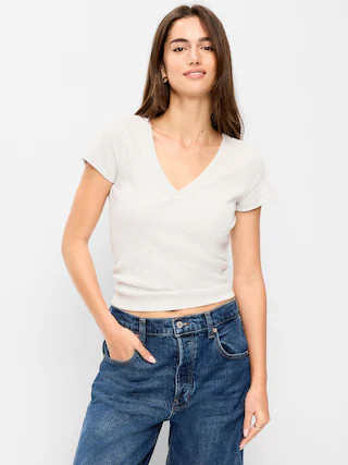 Snug V-Neck Crop T-Shirt | Old Navy (US)