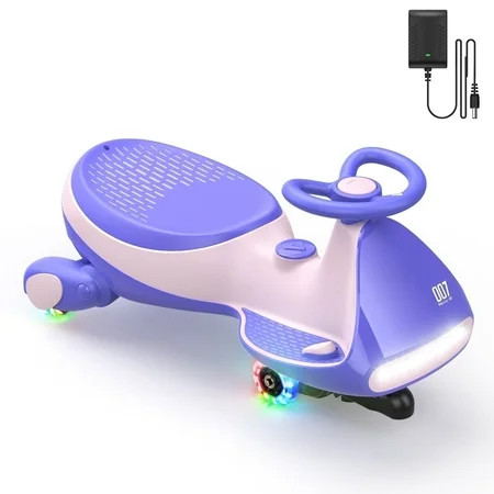 FanttikRide 12V N7 Pro Electric Wiggle Car with Pedal, 2-in-1 Kids Ride On Toy, Rechargeable Battery, 2-Speed, Anti-Rollover, Flashing Wheels, Bluetooth Music, for Ages 3+, 150 lbs, Pink | Walmart (US)
