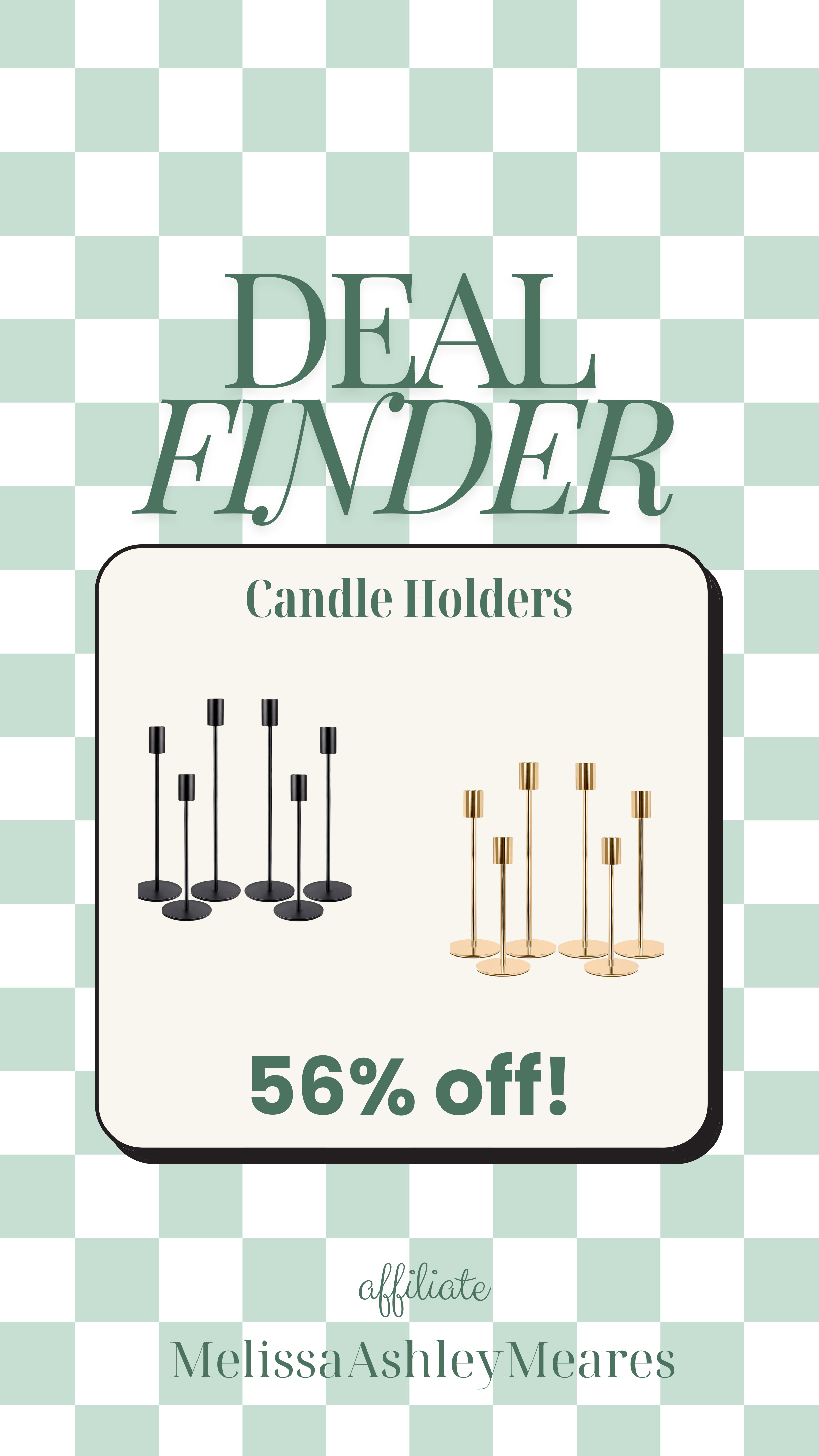 This is a great deal on a set of 6 candle holders! Available in either black or gold 

 Candlestick holders, candles, black candle holders, gold candle holders

#LTKSaleAlert #LTKFindsUnder50 #LTKHome