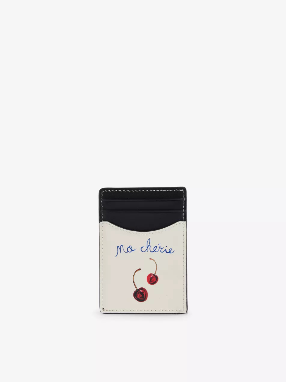 Cherry printed leather card holder | Selfridges