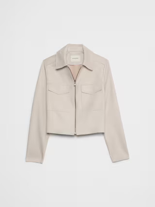 Vegan Suede Cropped Jacket | Banana Republic Factory