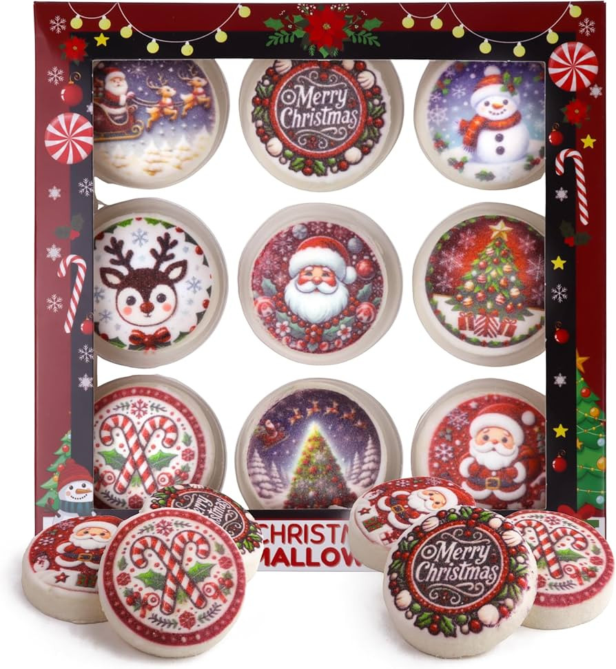 Christmas Marshmallow Toppers, Perfect for Hot Cocoa Toppings or Dessert Decorating Candy, Assort... | Amazon (US)