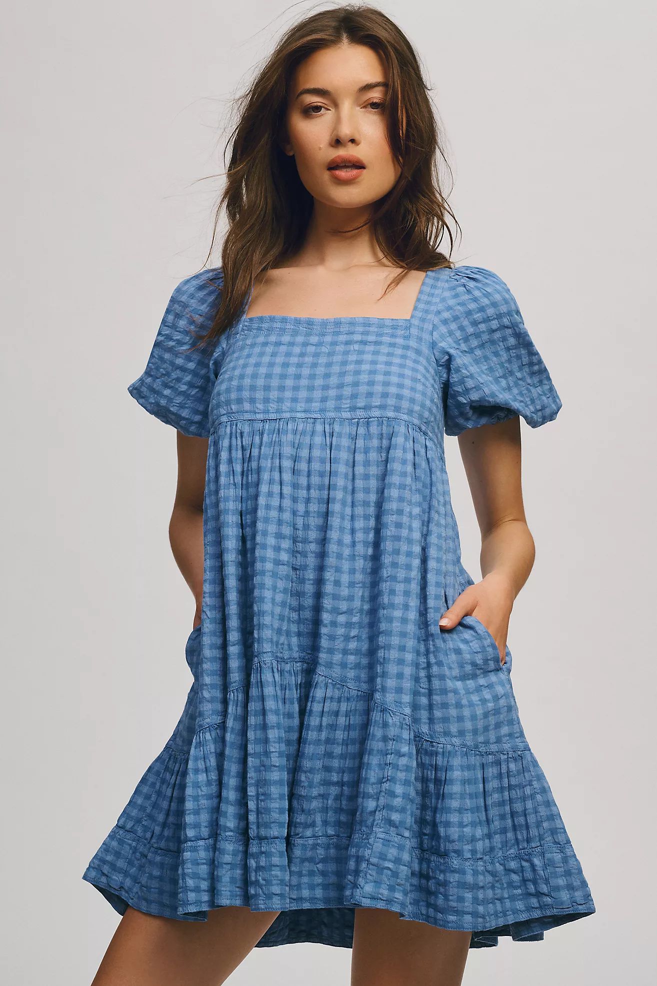 Pilcro Square-Neck Textured Babydoll Dress | Anthropologie (US)